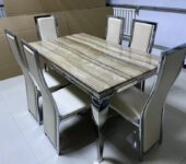 6 seater marble dining table set