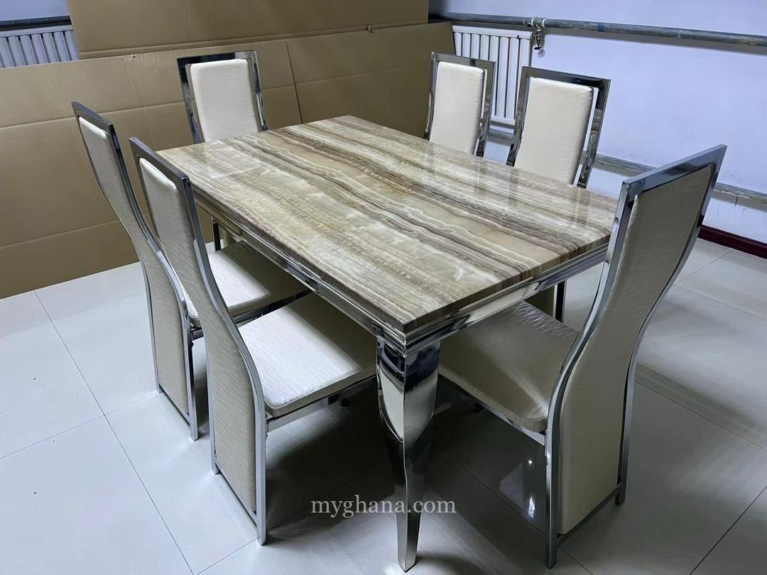 6 seater marble dining table set