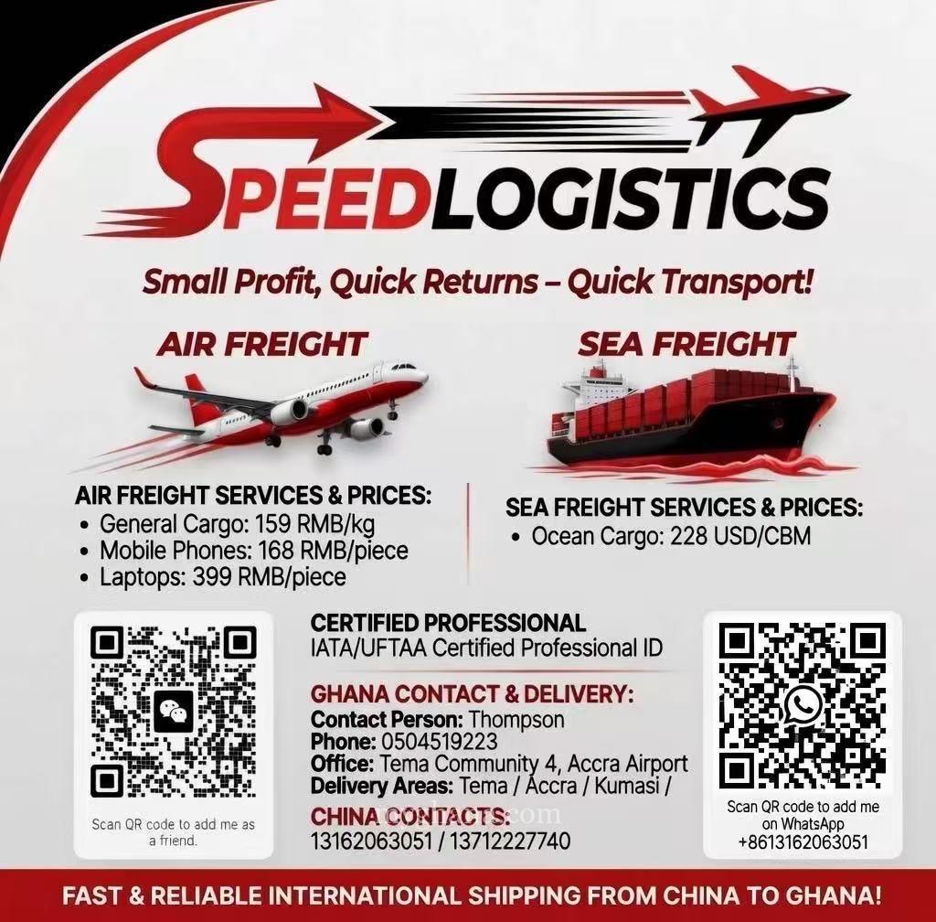AIRFREIGHT AND SEA FREIGHT FROM CHINA TO GHANA DOOR TO DOOR SERVICES