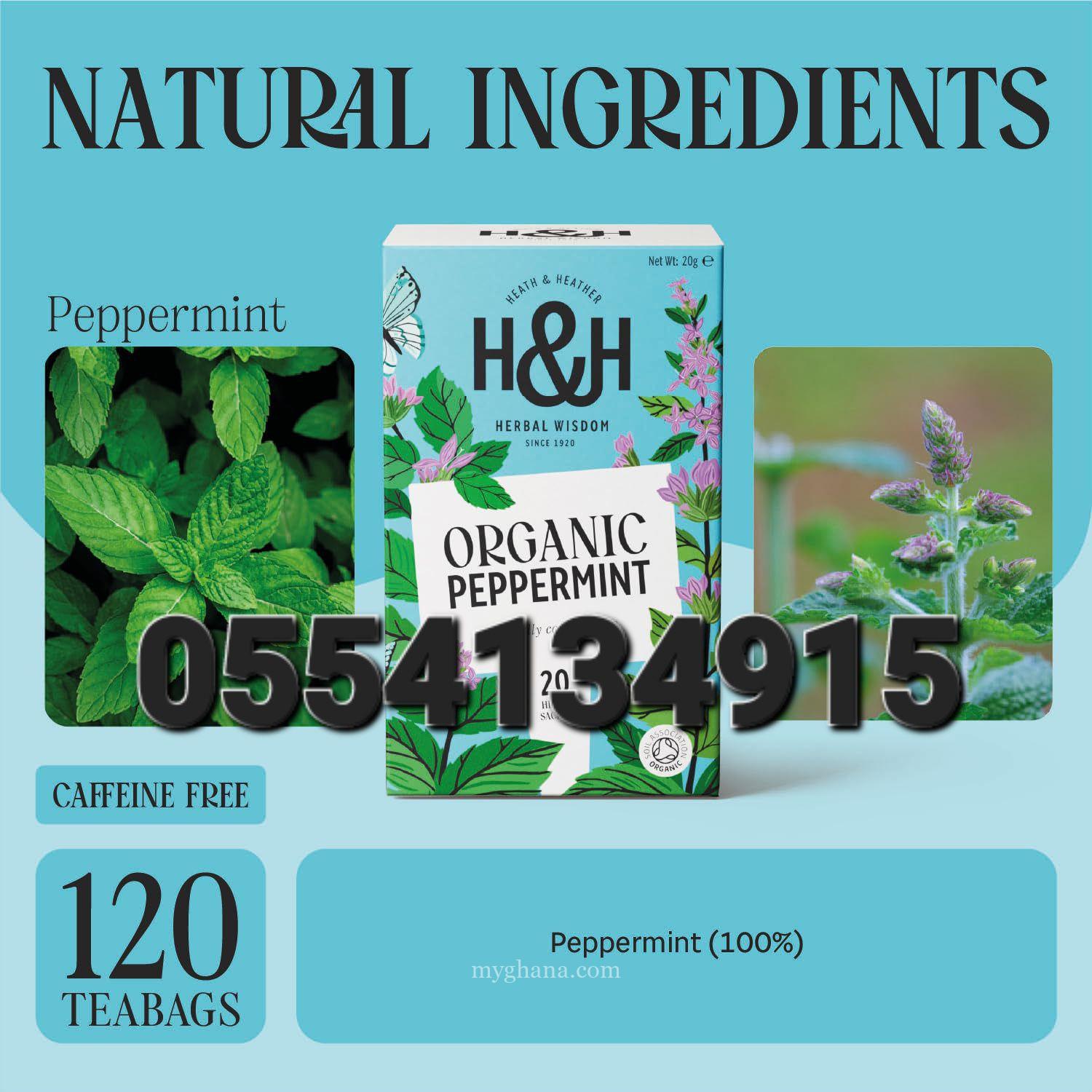 Heath and Heather Organic Peppermint Herbal Tea 20 Bags