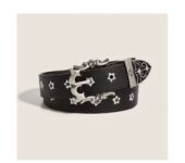 Luxury Black Leather Cross Belt for Men