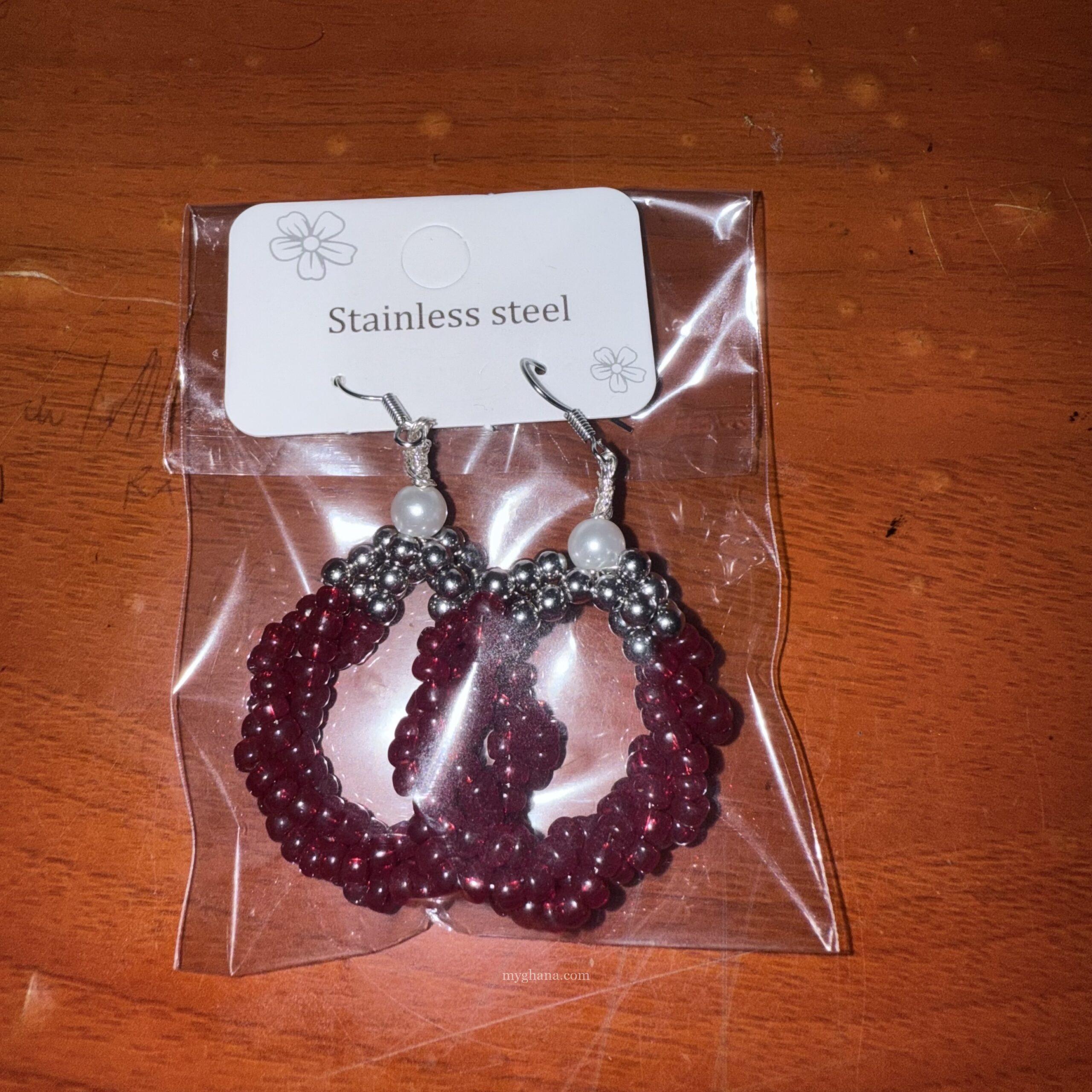 Handmade beaded hoop earrings