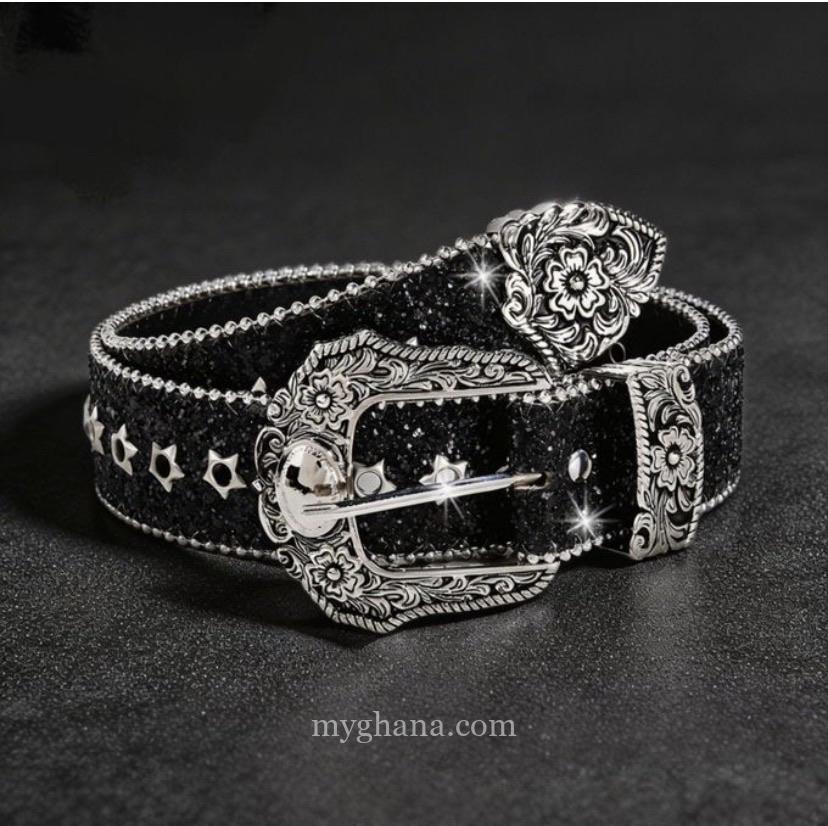 Luxury Black Leather Cross Belt for Men