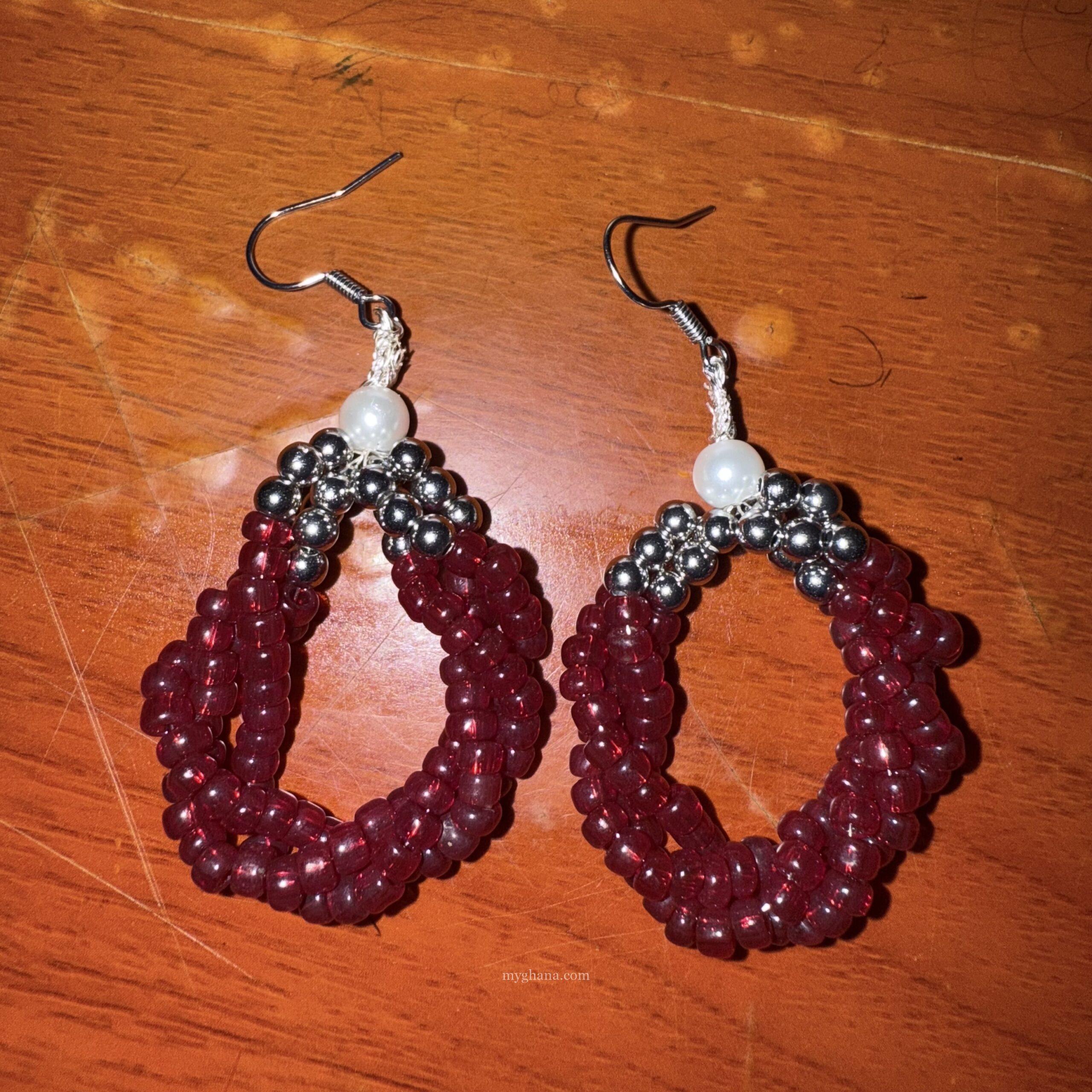 Handmade beaded hoop earrings