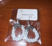 Handmade beaded hoop earrings
