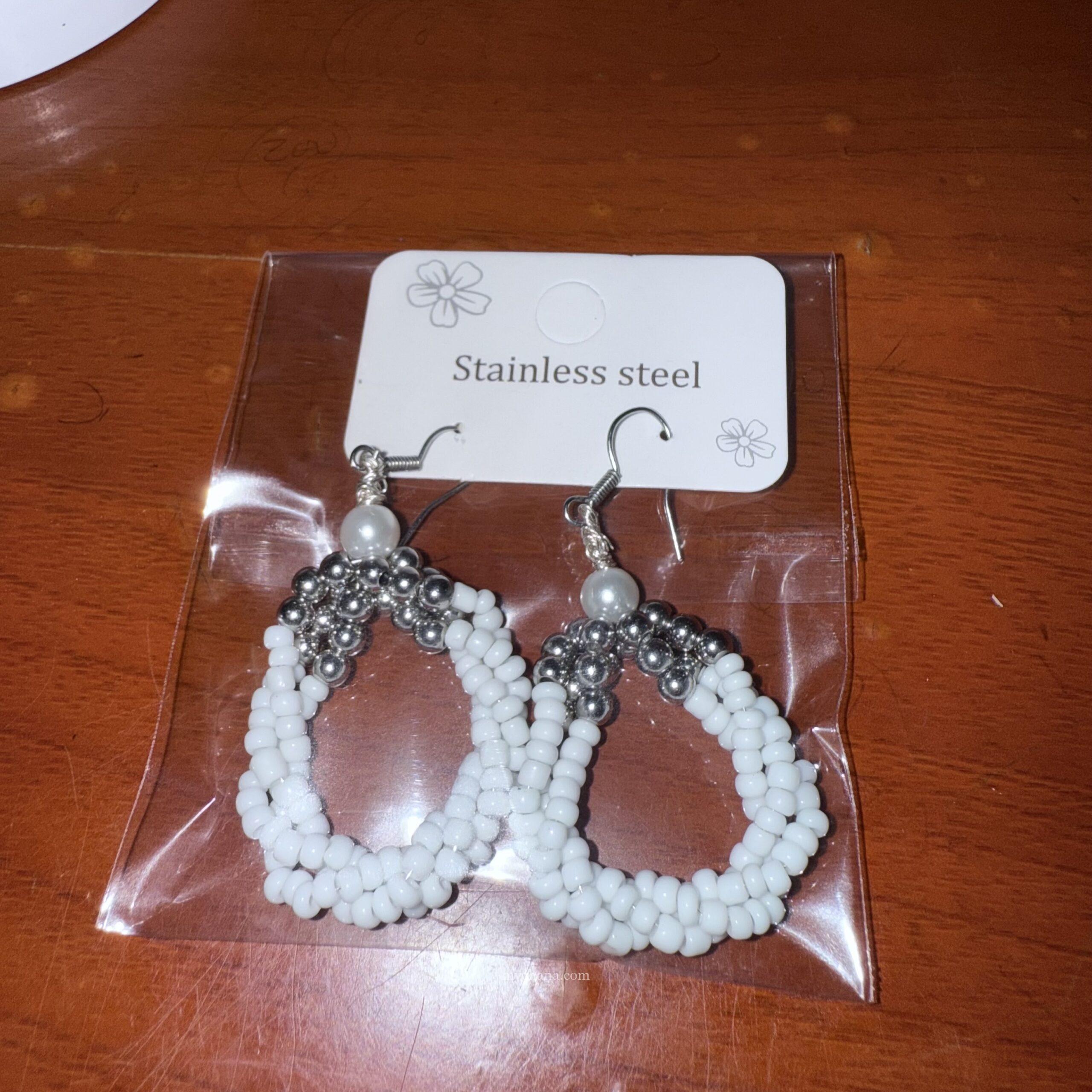 Handmade beaded hoop earrings