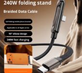 Foldable phone stand charging cable
