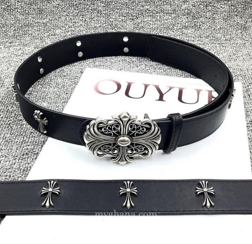 Luxury Black Leather Cross Belt for Men