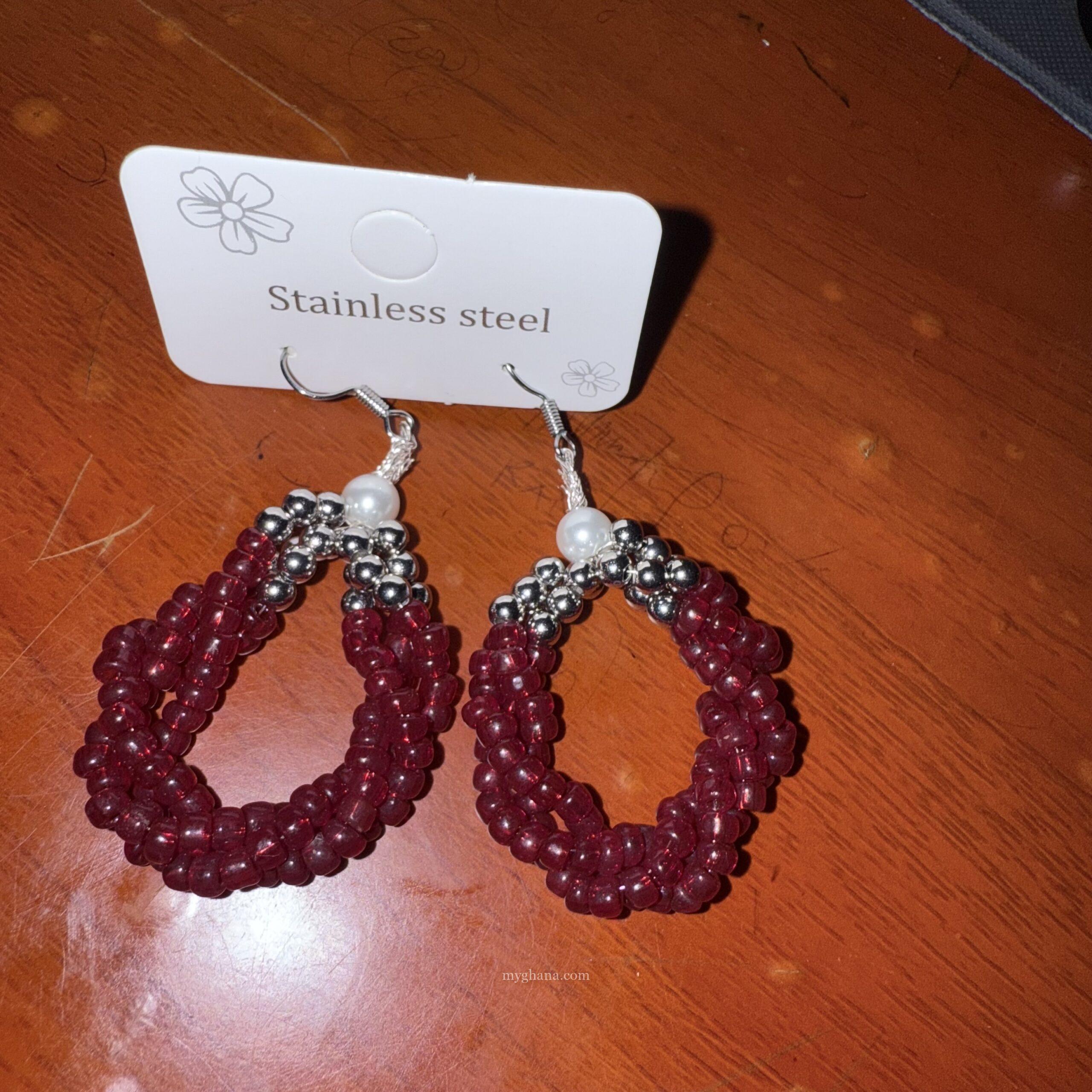Handmade beaded hoop earrings