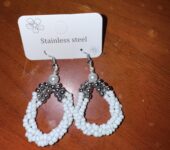 Handmade beaded hoop earrings