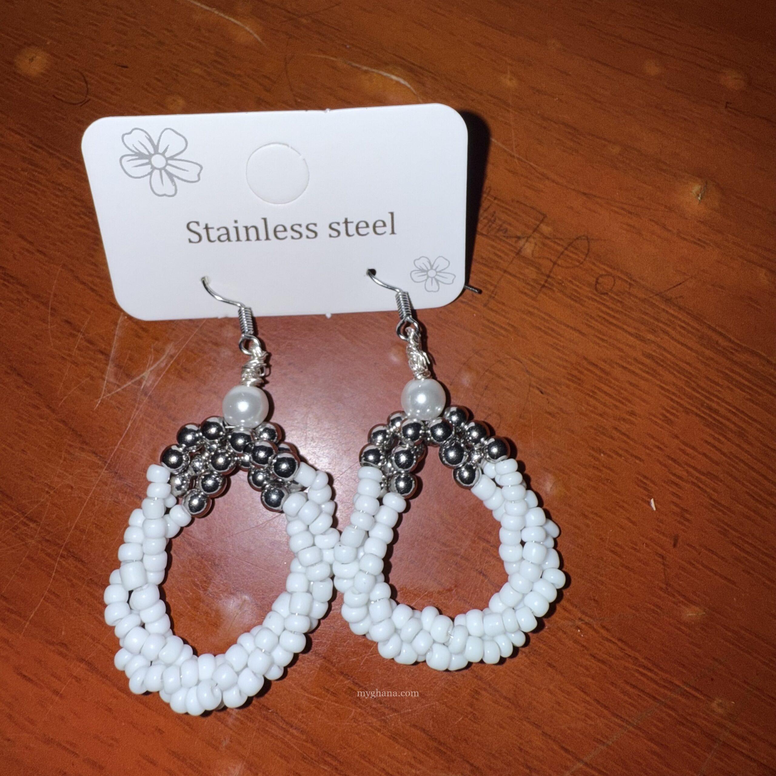 Handmade beaded hoop earrings