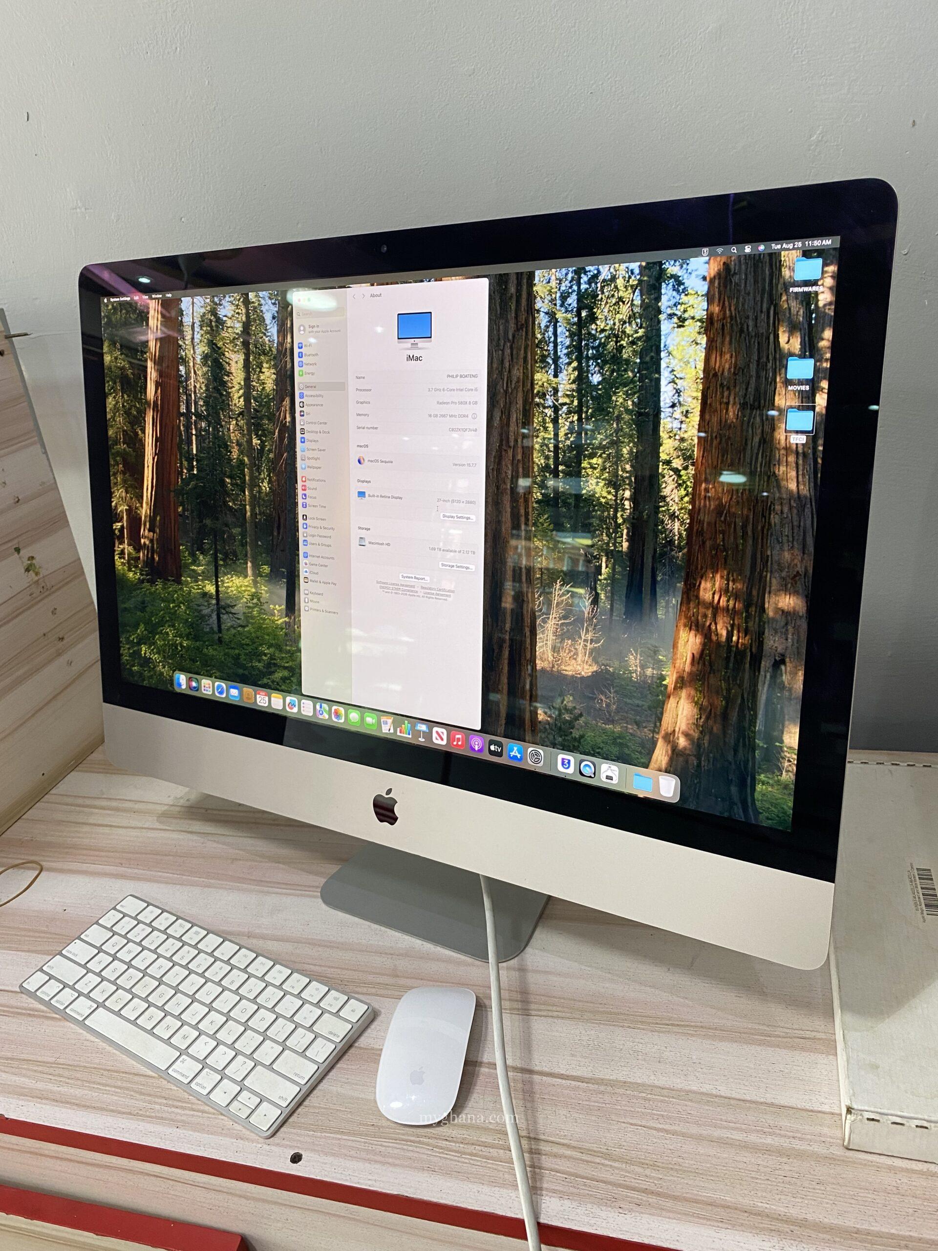 Neat iMac i5 2019 model, 2TB SSD, 16gig Ram, 27inch 5K Retina Screen, 8gig