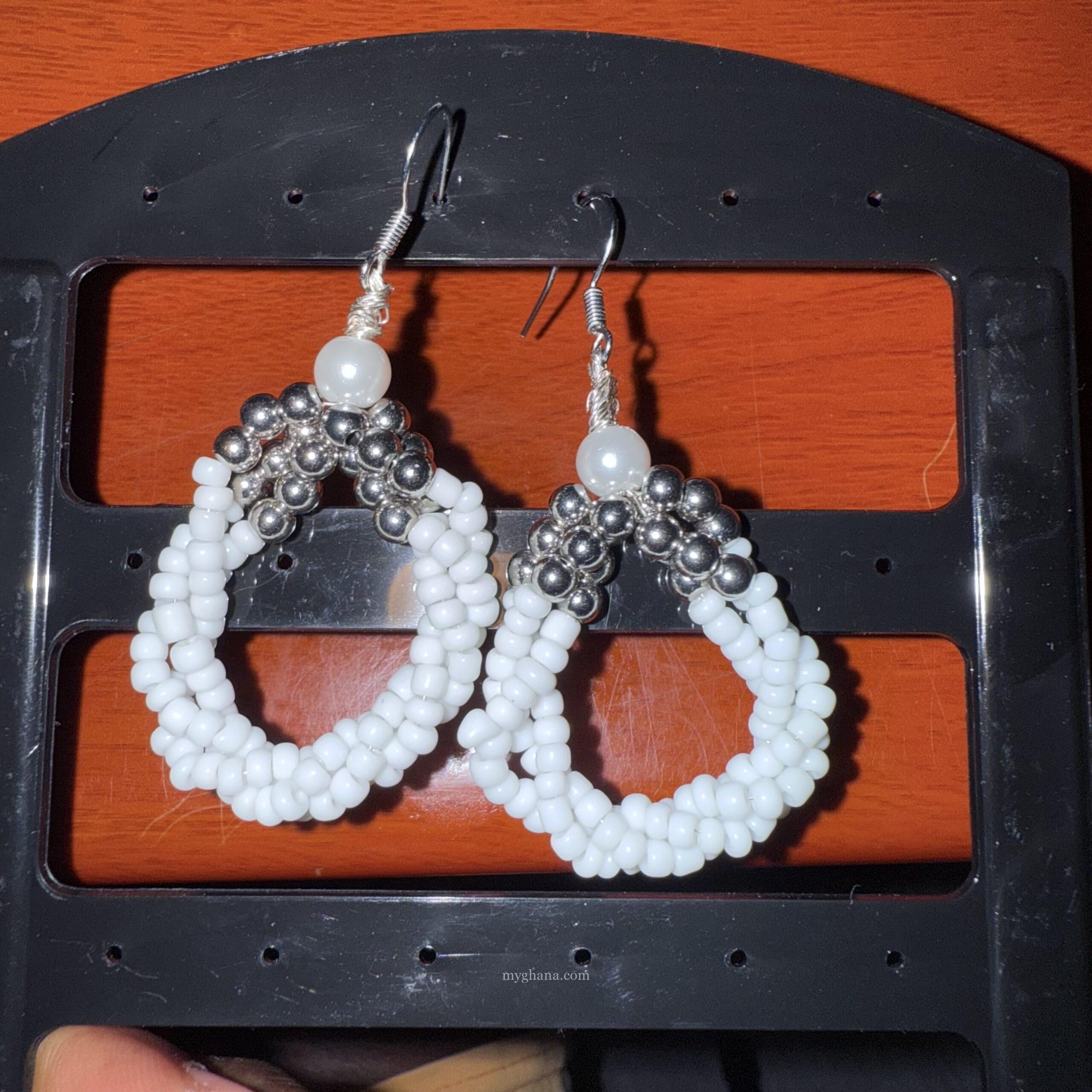 Handmade beaded hoop earrings