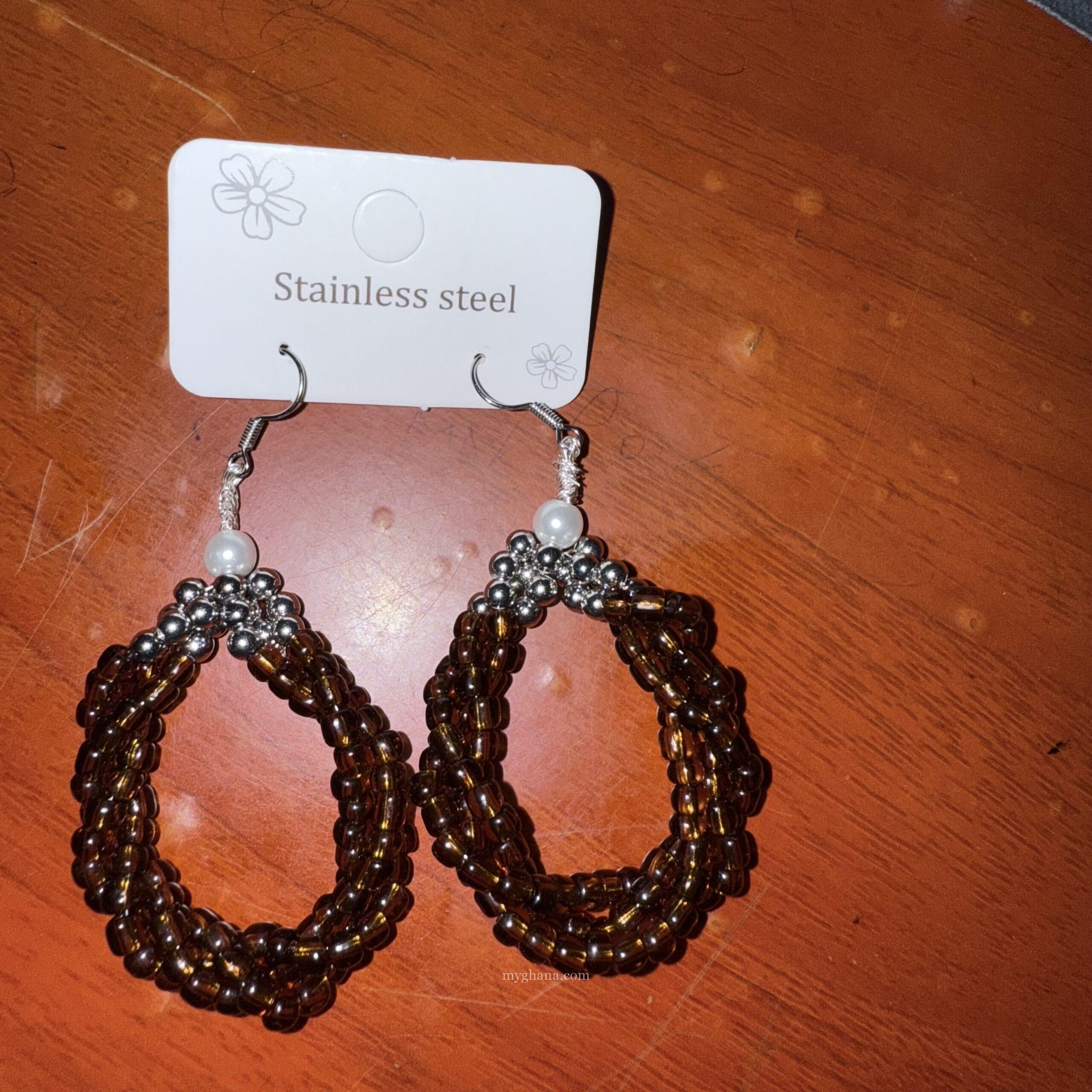 Handmade beaded hoop earrings