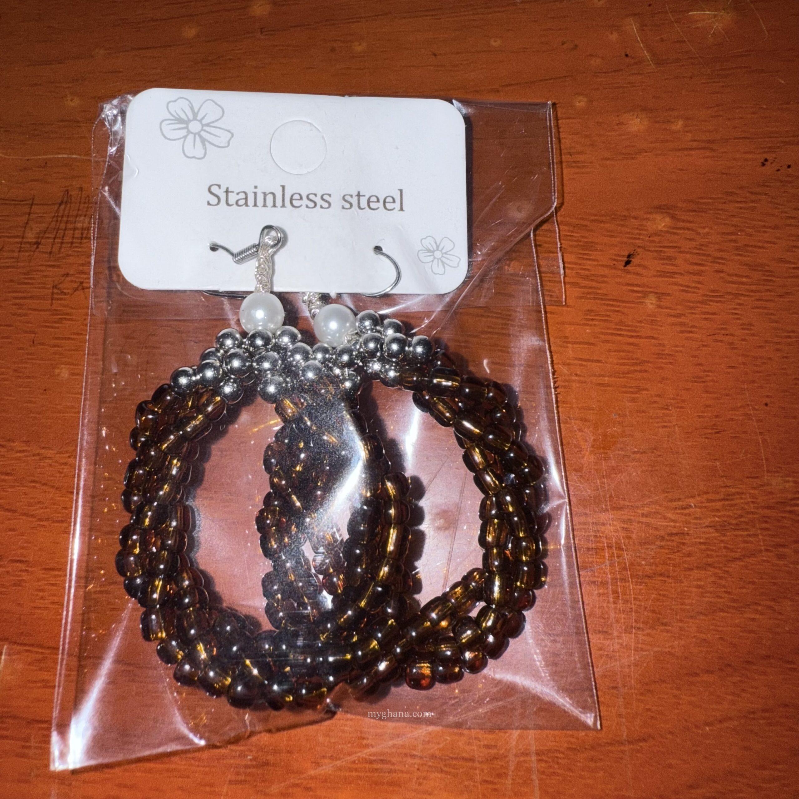 Handmade beaded hoop earrings