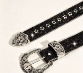 Luxury Black Leather Cross Belt for Men