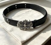 Luxury Black Leather Cross Belt for Men