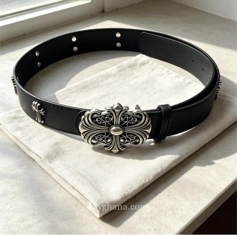 Luxury Black Leather Cross Belt for Men