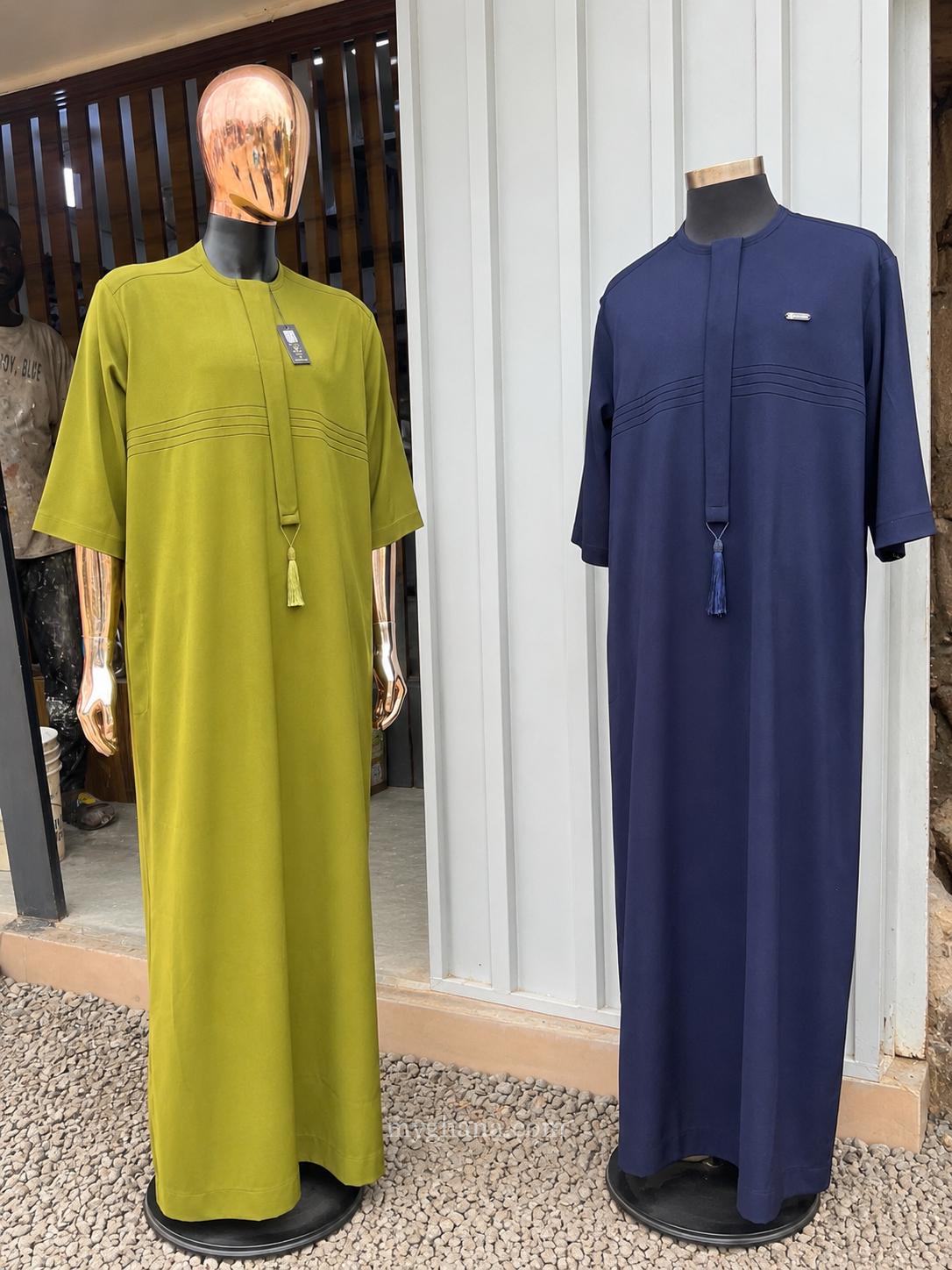 Men’s Olive Green Modern Thobe with Tassel Detail