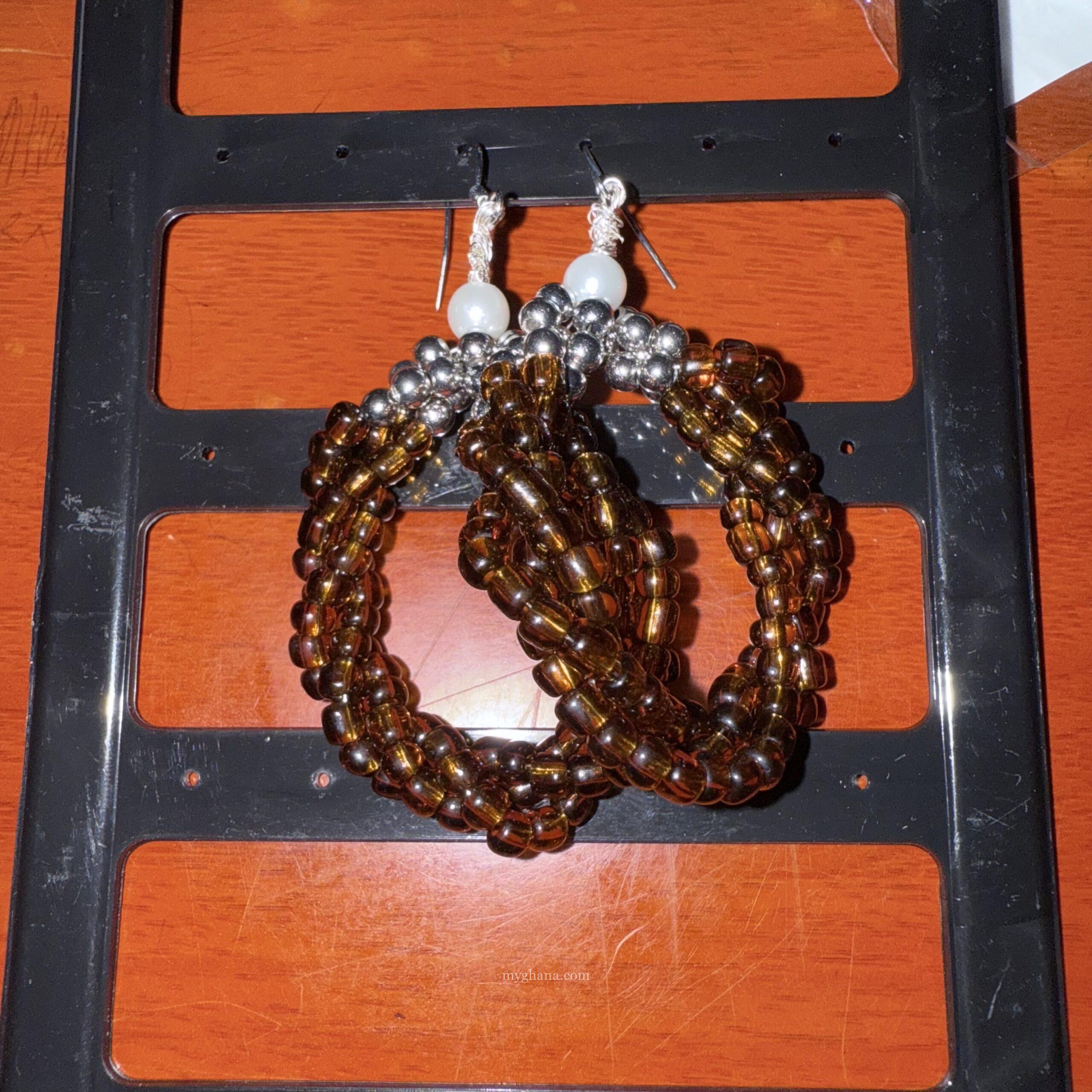 Handmade beaded hoop earrings