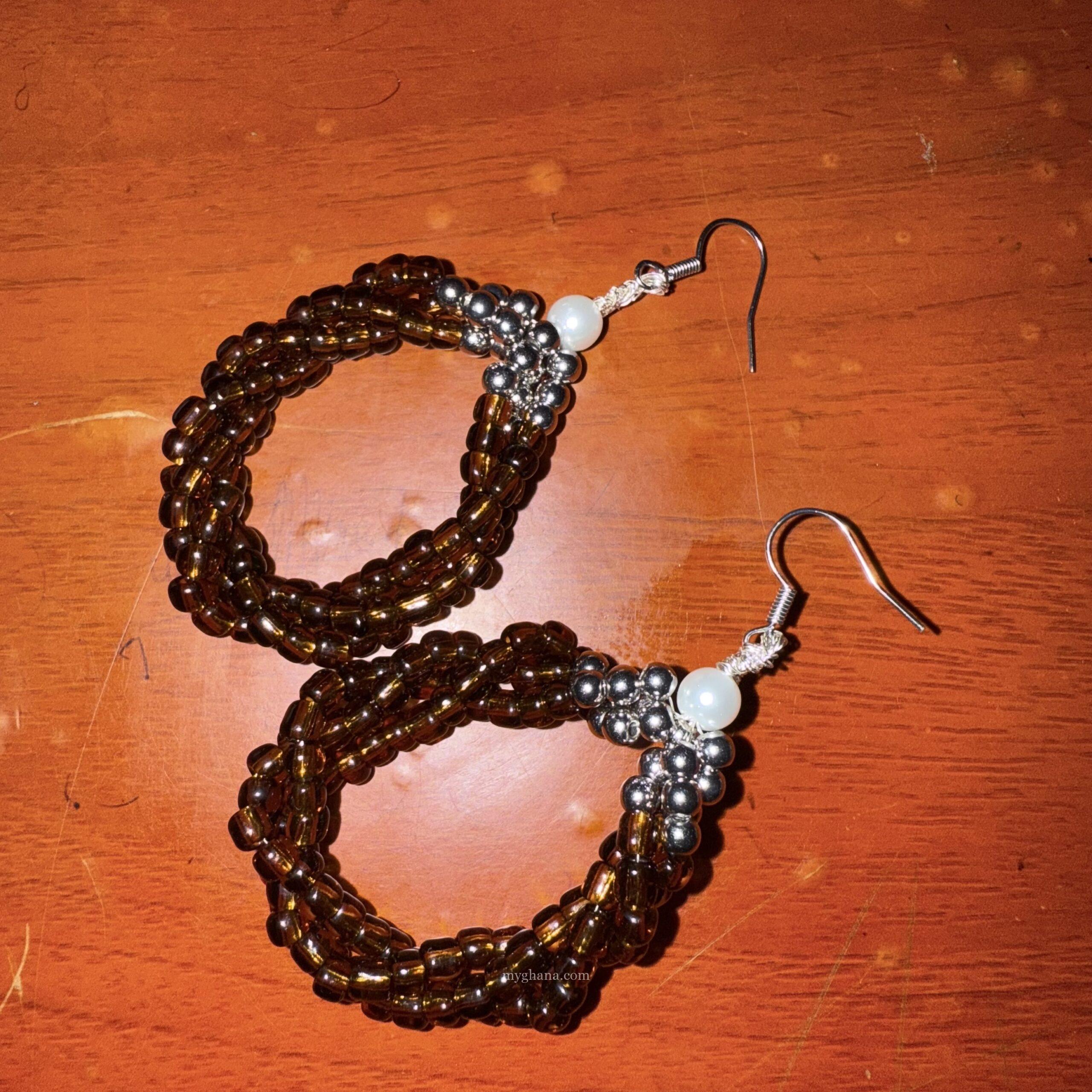 Handmade beaded hoop earrings