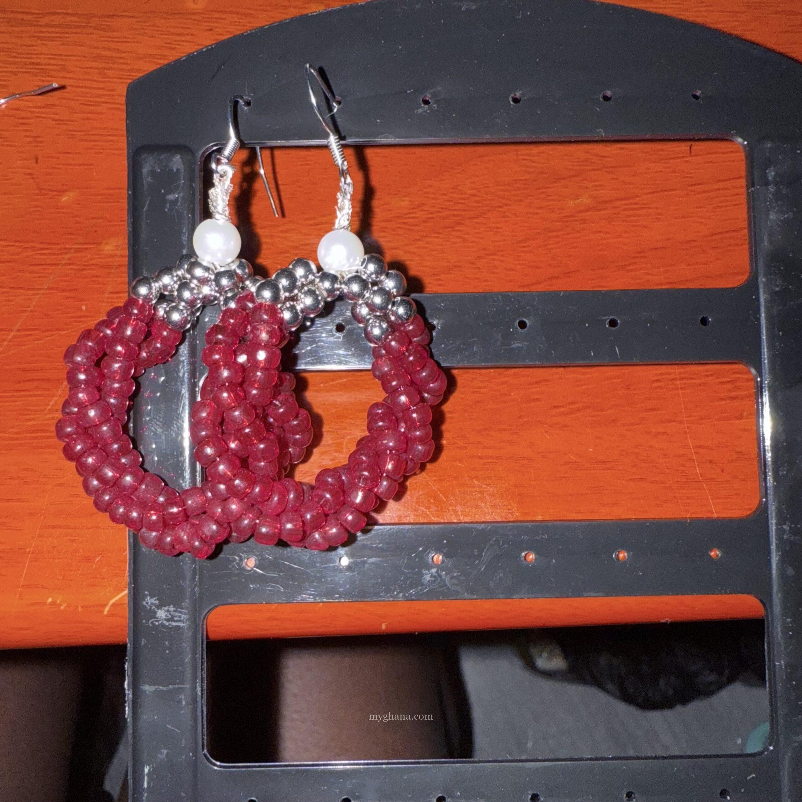 Handmade beaded hoop earrings