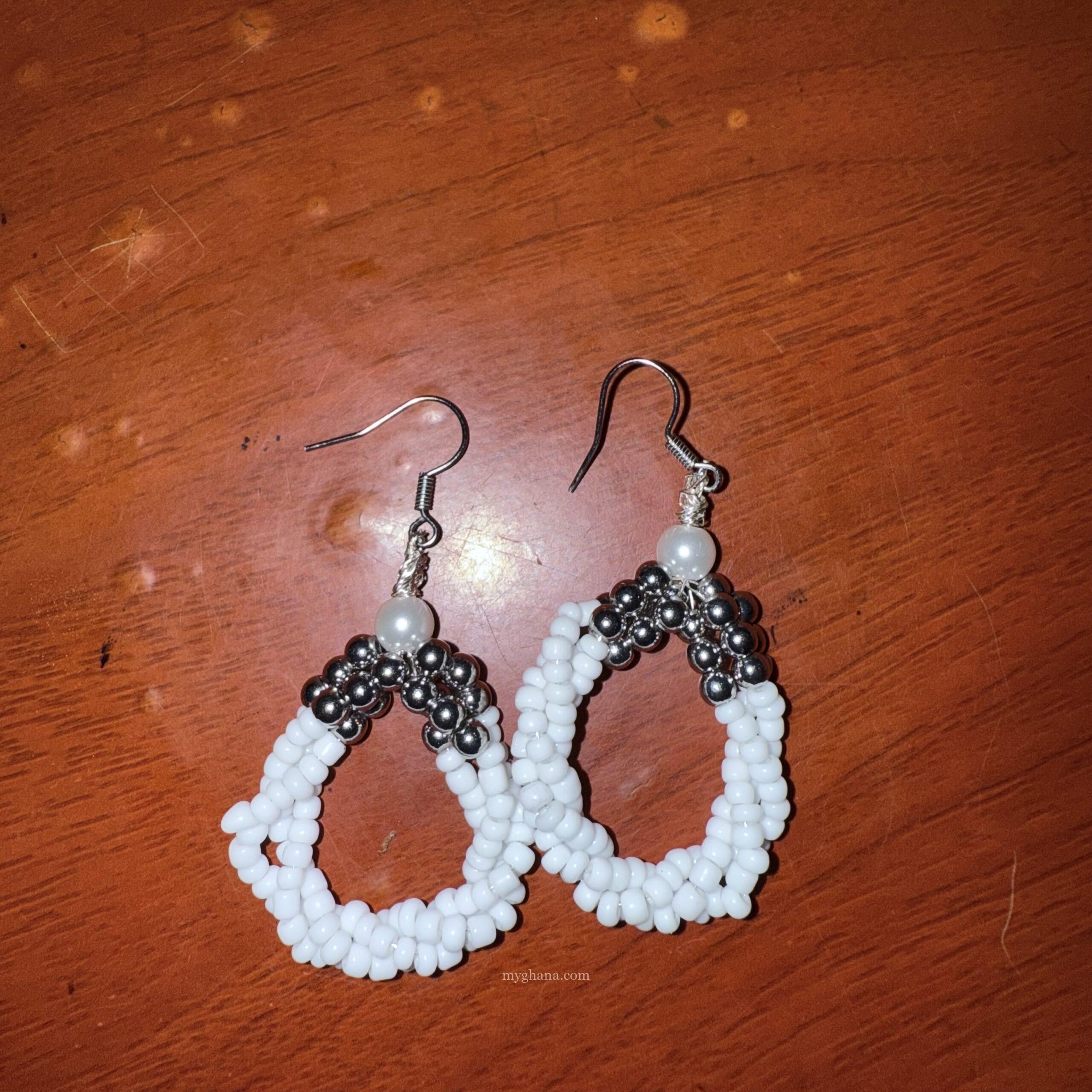 Handmade beaded hoop earrings