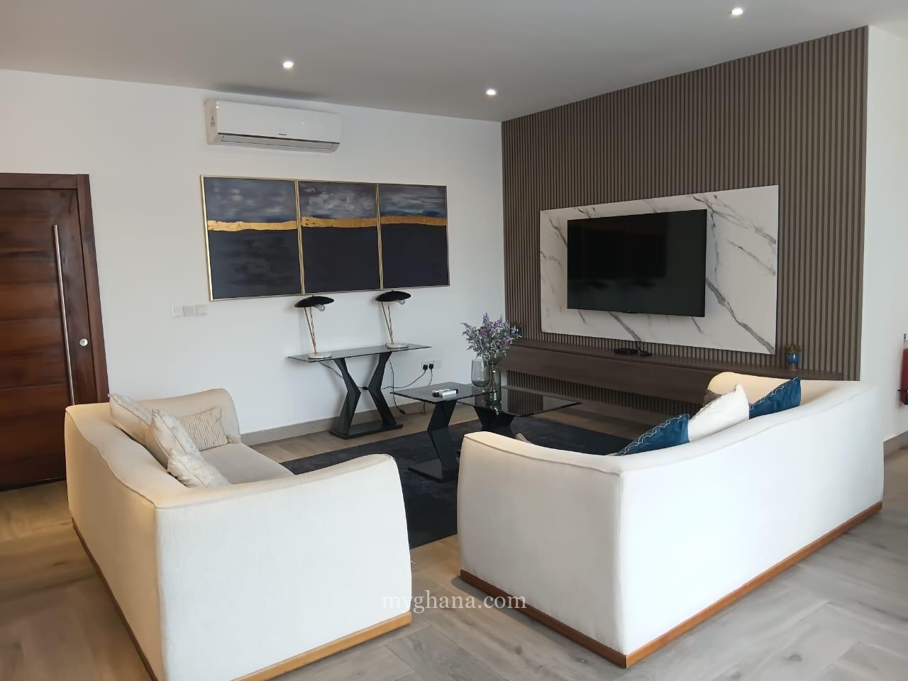 Furnished three bedroom apartment to let at Airport, Accra