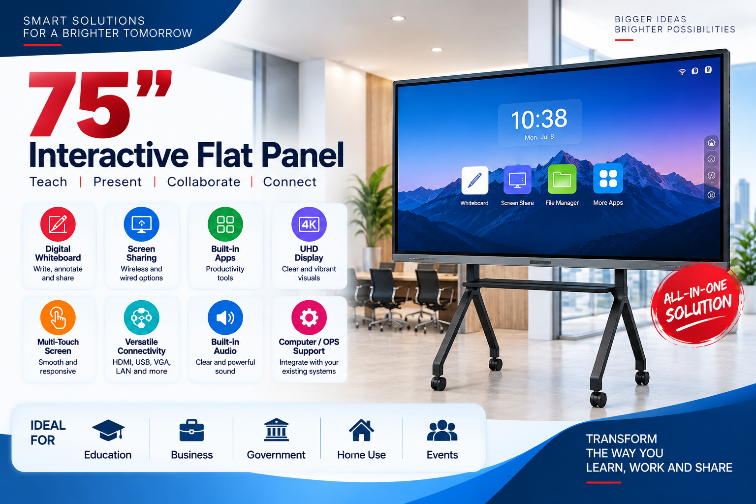 75-Inch Interactive Smart Flat Panel