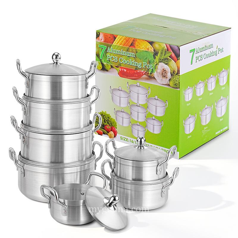 7 pieces Aluminum cookware set – silver