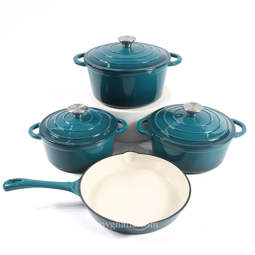 Cast Iron Enamel Pot Modern Light Luxury Non-stick Four-piece Cookware Set