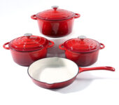 Cast Iron Enamel Pot Modern Light Luxury Non-stick Four-piece Cookware Set