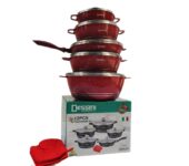Non-Stick Cookware Set – 12 Pieces – Red