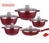 Non-Stick Cookware Set – 12 Pieces – Red