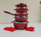 Non-Stick Cookware Set – 12 Pieces – Red