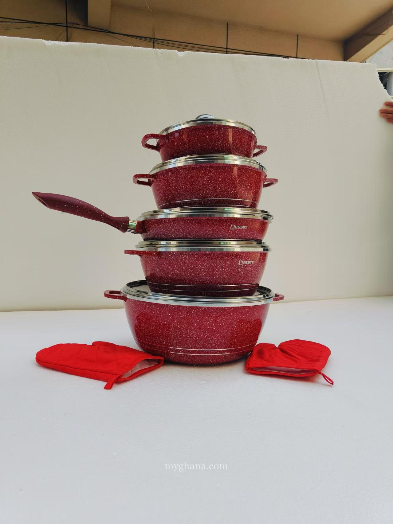 Non-Stick Cookware Set – 12 Pieces – Red