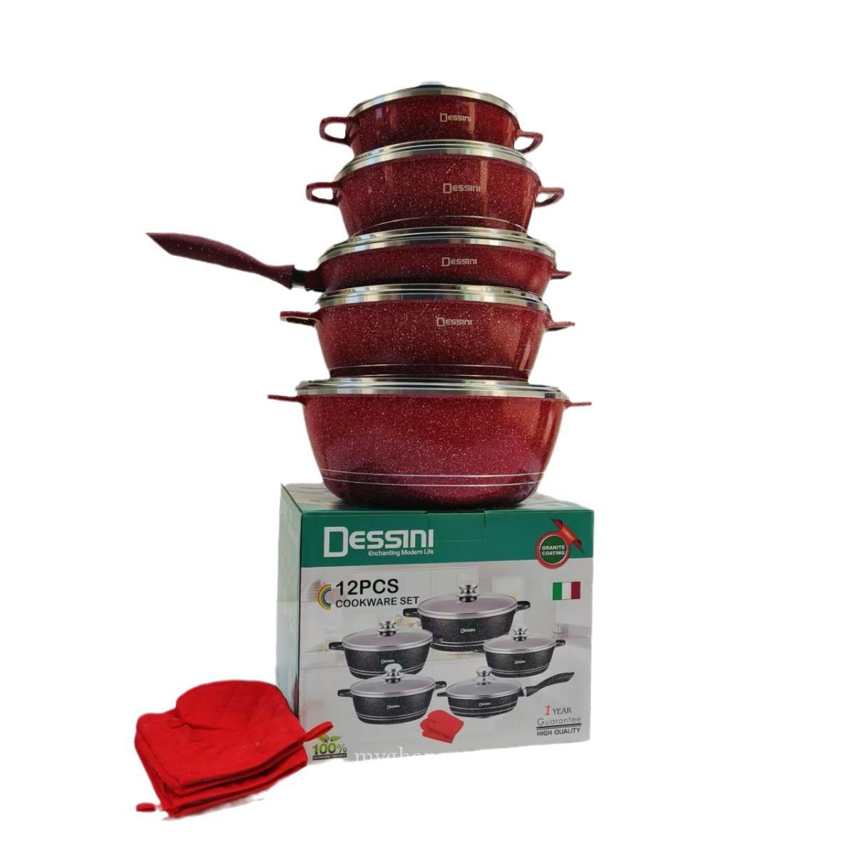 Non-Stick Cookware Set – 12 Pieces – Red