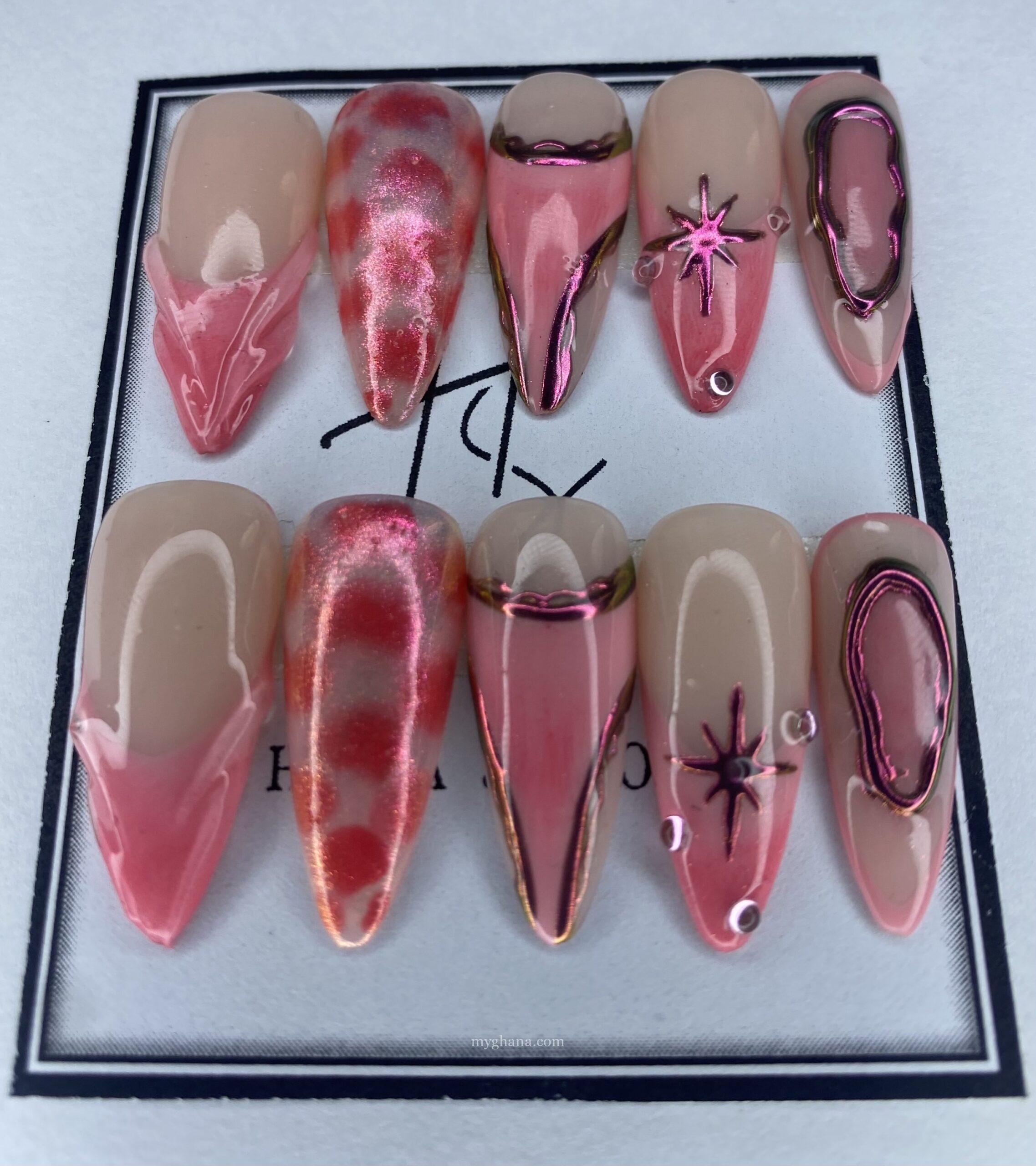 20pcs Handmade Pink Chrome Press-On Nails