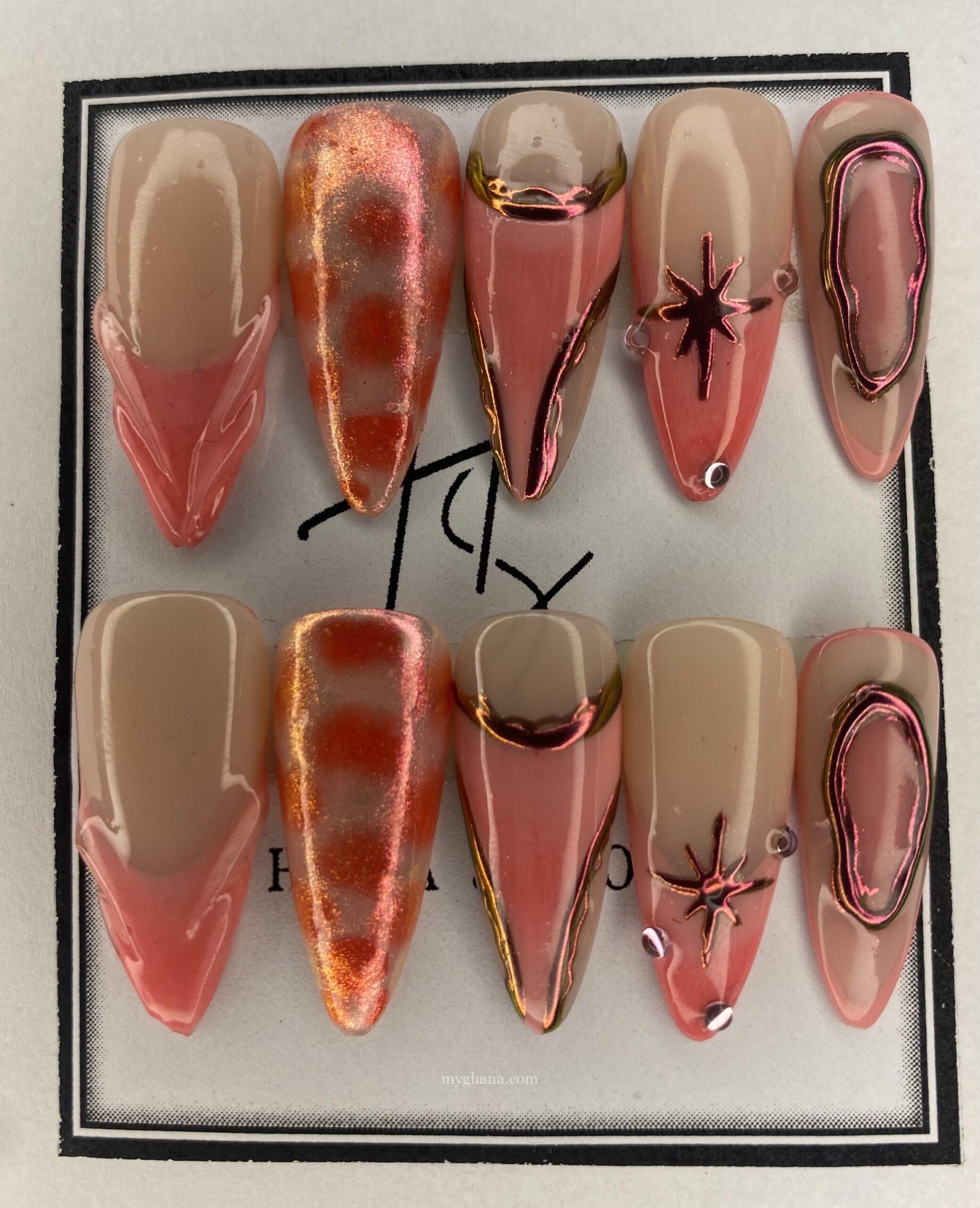 20pcs Handmade Pink Chrome Press-On Nails