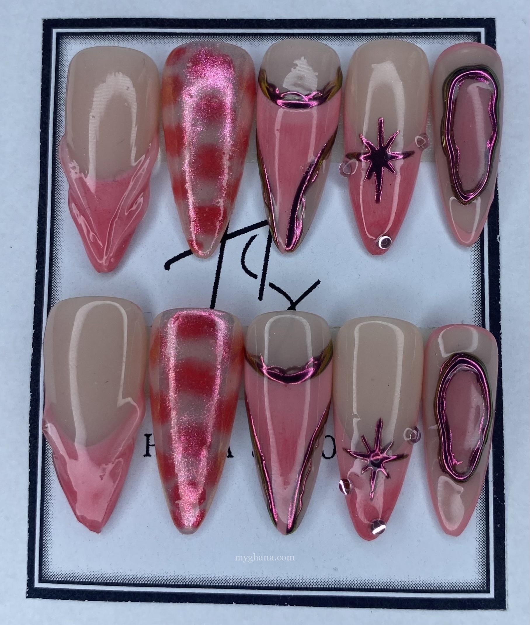 20pcs Handmade Pink Chrome Press-On Nails