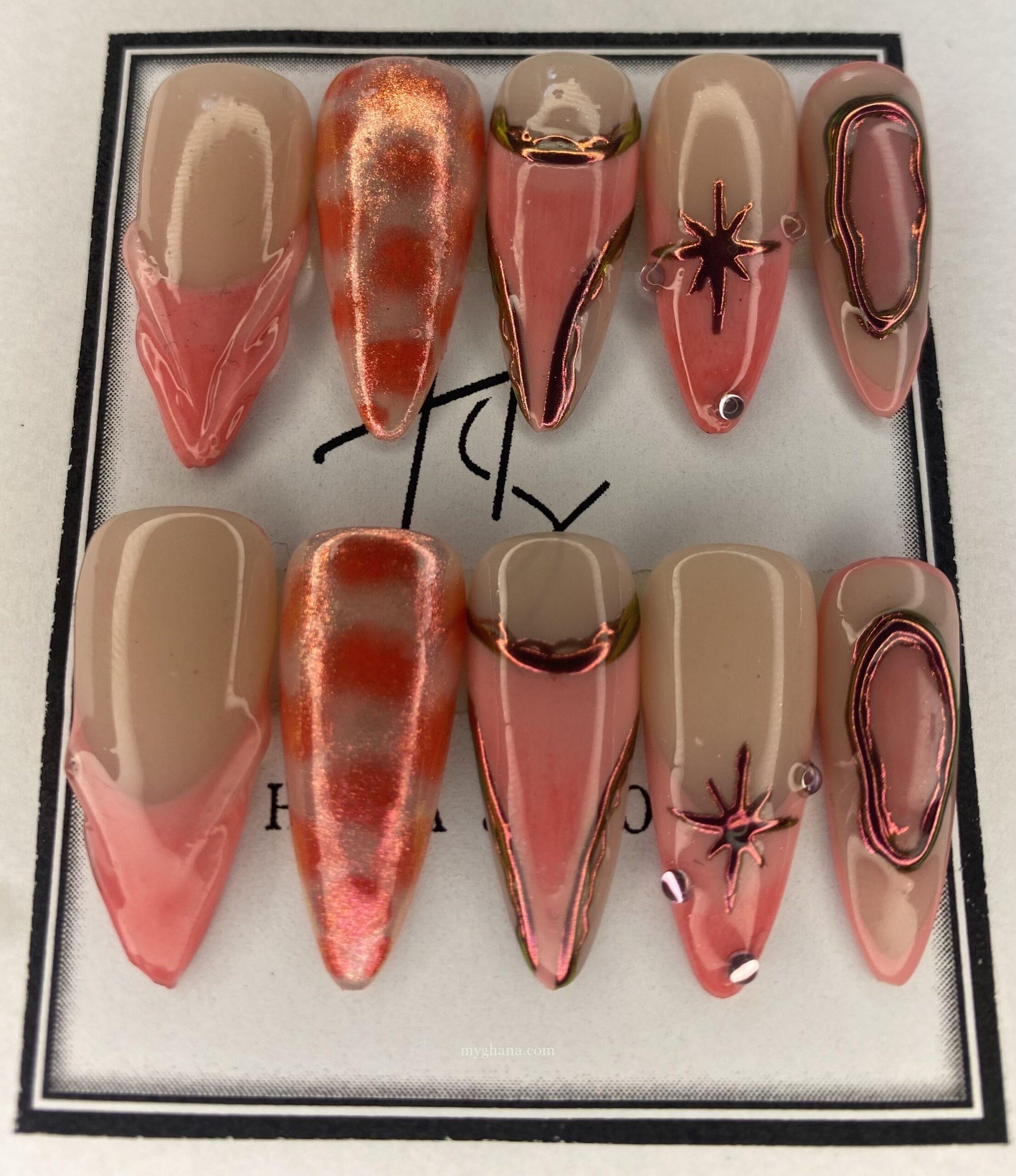 20pcs Handmade Pink Chrome Press-On Nails