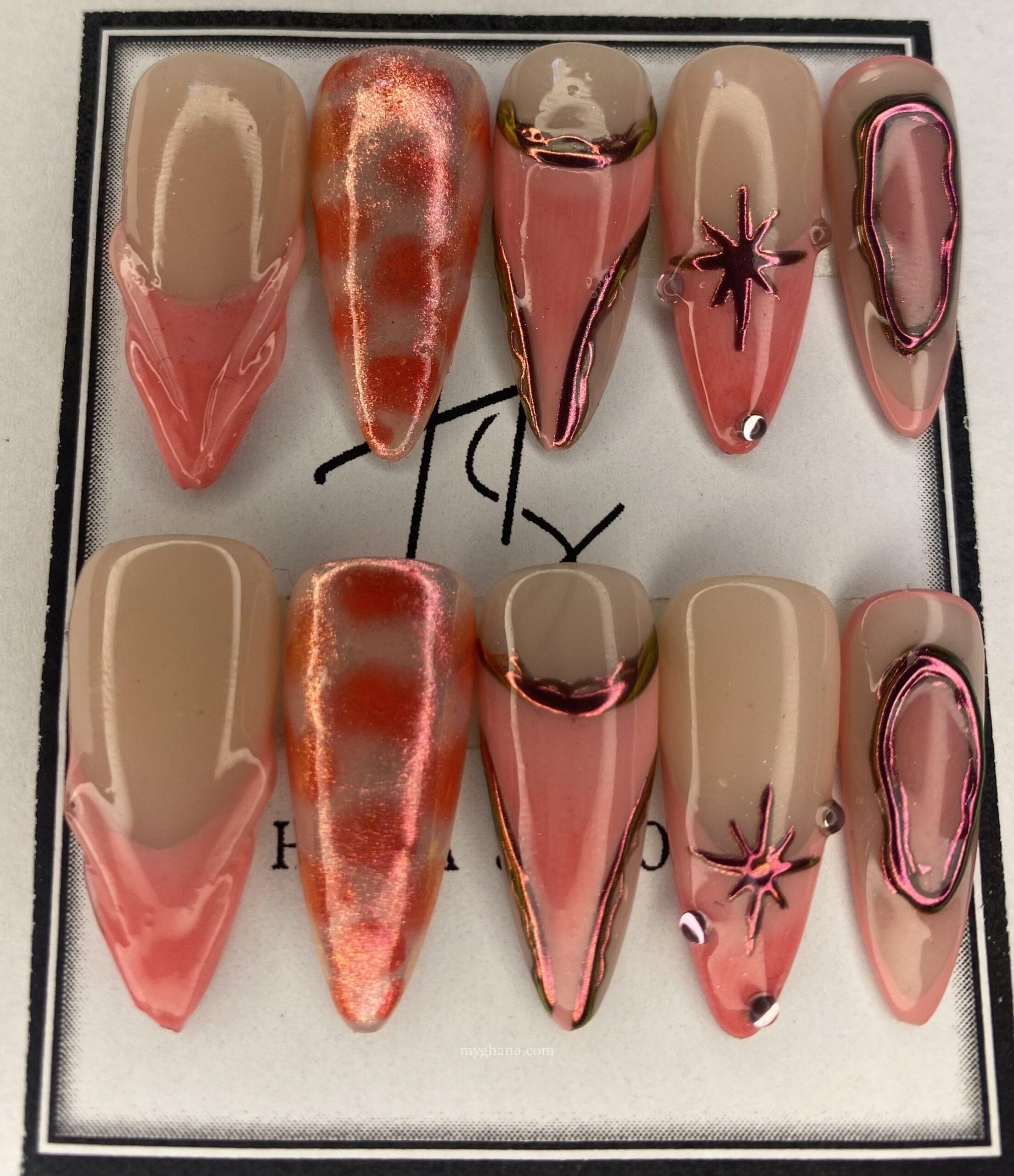 20pcs Handmade Pink Chrome Press-On Nails