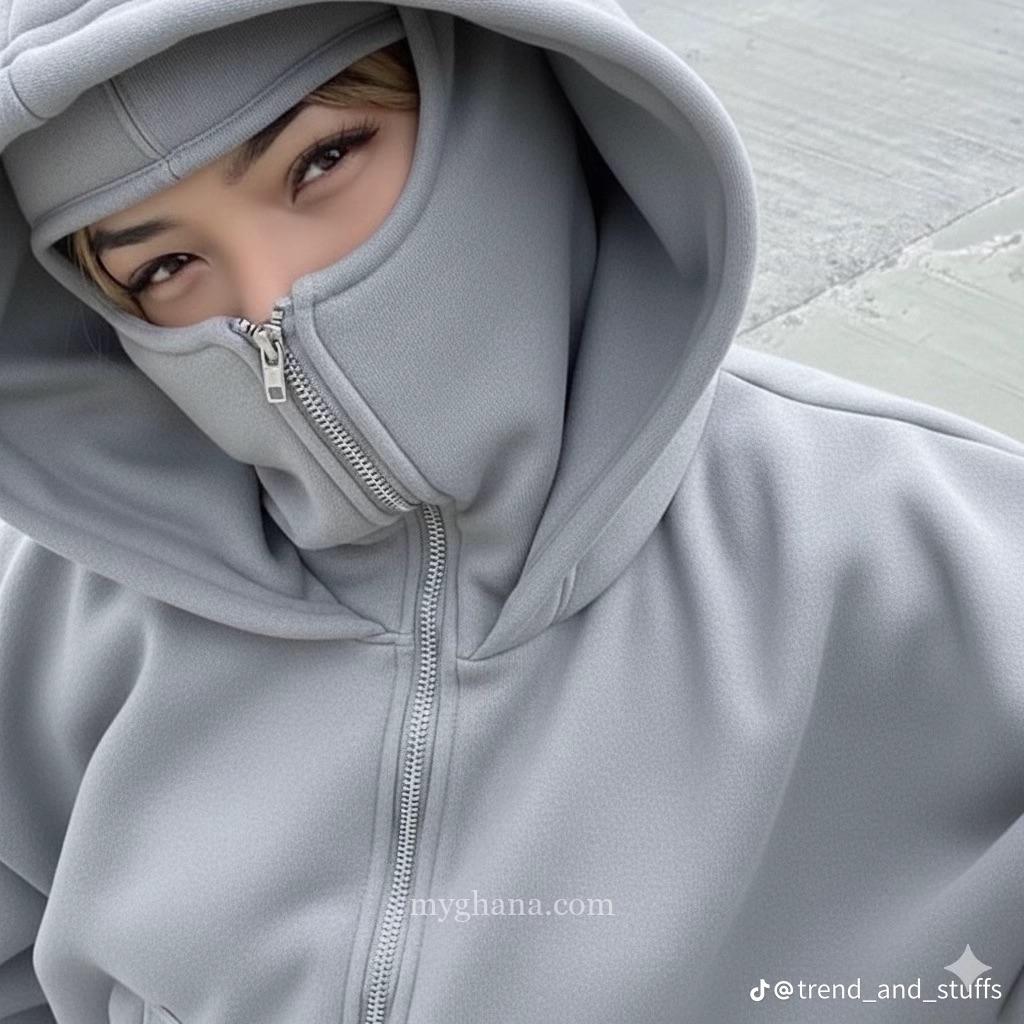 Zipper Masked Hoodie
